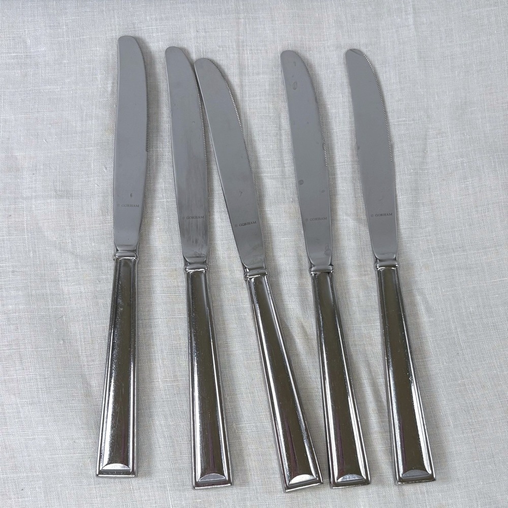 Gorham Marabella Stainless Steel Dinner Knives Set of 5 Serrated Flatware Silver